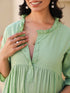 Green Dobby Pure Cotton Self Design A-line Maternity Kurta Pant Set